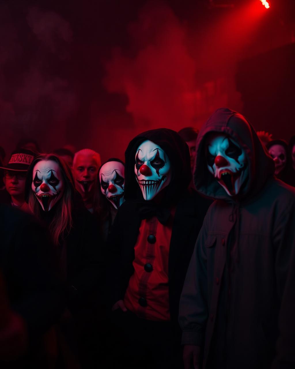 Festival goers in horror masks